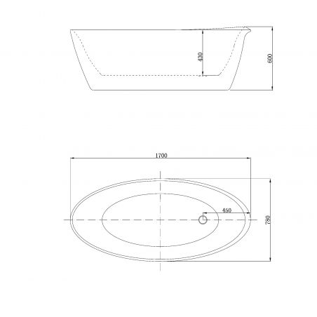 Cada de baie EGO Bali, freestanding, 170x78 cm, gri semi-mat exterior si alb mat interior