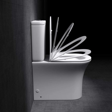 Vas wc EGO-304T, Alb, montaj pe podea, capac Silent Close, ceramica sanitara, 65x39 cm