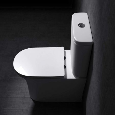 Vas wc EGO-304T, Alb, montaj pe podea, capac Silent Close, ceramica sanitara, 65x39 cm