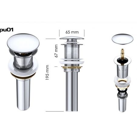 Ventil PU01-PU04, cu sau fara preaplin, Push-up open