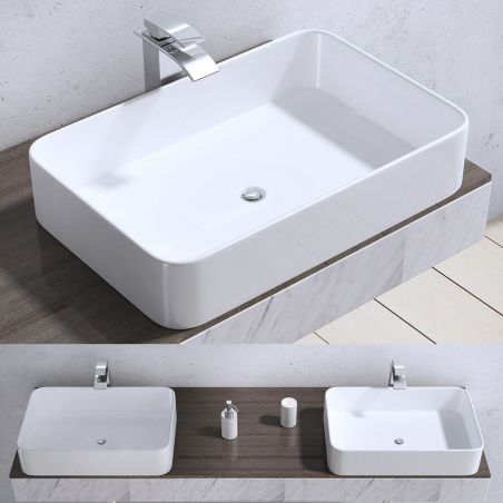 Lavoar EGO-105, 58x38 cm, ceramica sanitara, montaj pe blat, fara gaura baterie