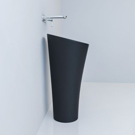 Lavoar stativ EGO David, Negru mat, Power Colour, 42.5x42.5x95 cm, montaj pe podea, ceramica sanitara