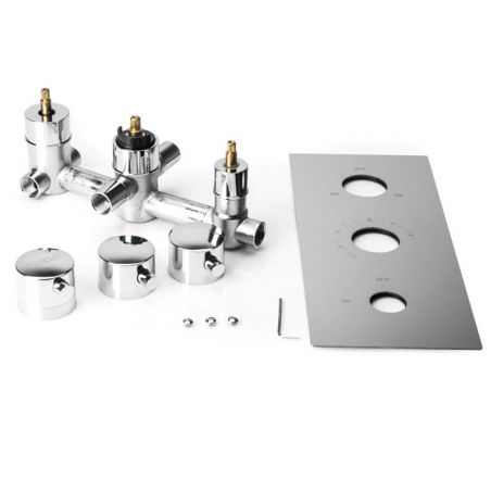 Baterie dus EGO-C3RT3, 3 functii, Termostat, montaj incastrat, finisaj crom Baterie dus EGO-C3RT3, 3 functii, Termostat, montaj incastrat, finisaj crom
