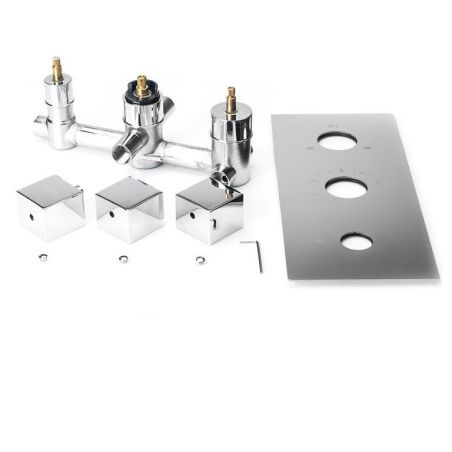 Baterie dus EGO-C3ST3, 3 functii, Termostat, montaj incastrat, finisaj crom Baterie dus EGO-C3ST3, 3 functii, Termostat, montaj incastrat, finisaj crom