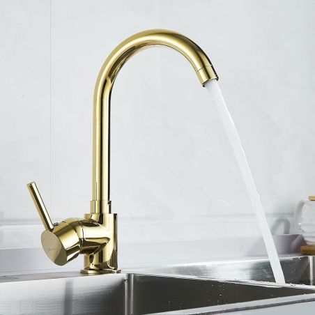 Baterie bucatarie REA-Talisa, finisaj gold, cap rotativ 360 grade, design deosebit, eleganta si utila