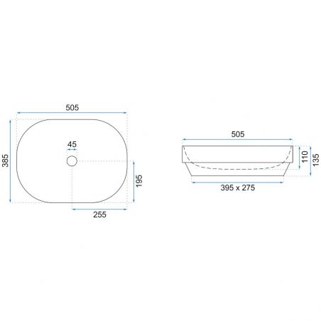Lavoar REA Gizel 50, Alb, lucios, 50.5x38.5 cm, montaj pe blat sau semi-incastrat, ceramica sanitara