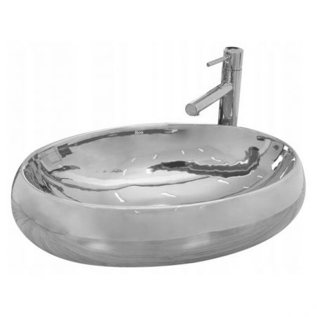 Lavoar EGO Melania S, Argintiu, lucios, 60x40.5 cm, montaj pe blat, ceramica sanitara