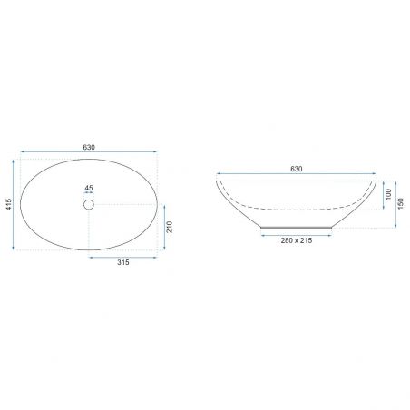 Lavoar EGO OLG, Alb, lucios, 63x41.5 cm, montaj pe blat, ceramica sanitara, cu preaplin