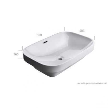 Lavoar EGO 5082, Alb, lucios, 61x40.5 cm, montaj semi-incastrat, ceramica sanitara