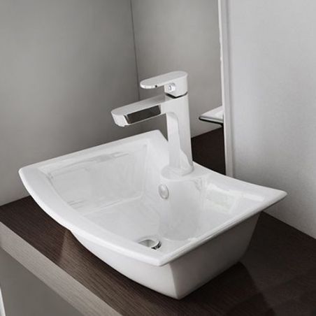 Lavoar EGO 820, Alb, lucios, 58x38 cm, montaj pe blat, ceramica sanitara