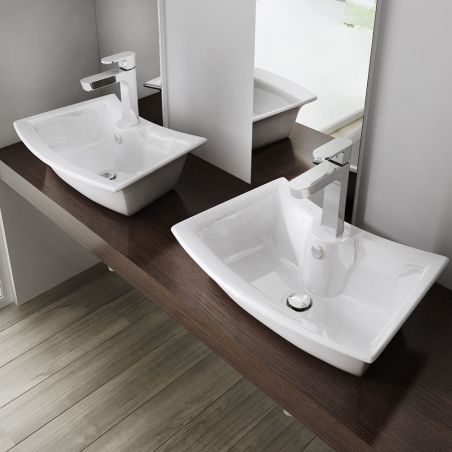 Lavoar EGO 820, Alb, lucios, 58x38 cm, montaj pe blat, ceramica sanitara