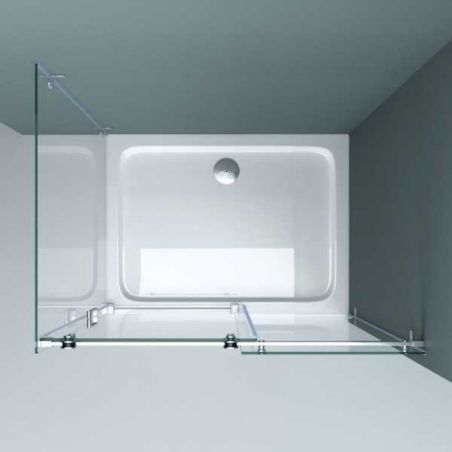 Cabina EGO-17-2, perete fix si usa Glisanta, sticla securizata 8 mm, fara profile metalice, dimensiuni la alegere