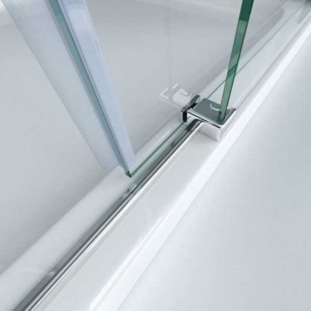 Cabina EGO-17-2, perete fix si usa Glisanta, sticla securizata 8 mm, fara profile metalice, dimensiuni la alegere