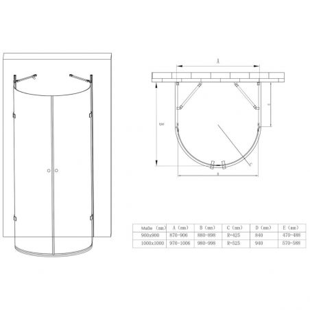 Cabina de dus EGO-03, 2 usi Batante, 90x90 sau 100x100, sticla ESG  8mm, Mata sau Transparenta