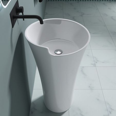 Lavoar stativ EGO 30, Alb, lucios, 53x53x88 cm, montaj podea, compozit marmura