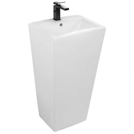 Lavoar stativ EGO Daria, Alb, lucios, 44x38x83cm, montaj podea, ceramica sanitara, gaura baterie si preaplin Lavoar stativ EGO Daria, Alb, lucios, 44x38x83cm, montaj podea, ceramica sanitara, gaura baterie si preaplin