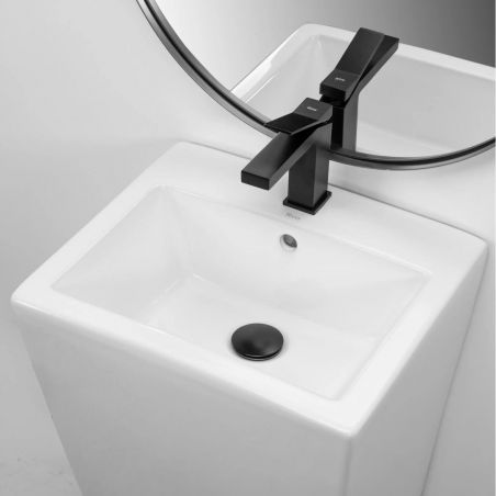 Lavoar stativ EGO Daria, Alb, lucios, 44x38x83cm, montaj podea, ceramica sanitara, gaura baterie si preaplin Lavoar stativ EGO Daria, Alb, lucios, 44x38x83cm, montaj podea, ceramica sanitara, gaura baterie si preaplin