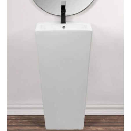 Lavoar stativ EGO Daria, Alb, lucios, 44x38x83cm, montaj podea, ceramica sanitara, gaura baterie si preaplin Lavoar stativ EGO Daria, Alb, lucios, 44x38x83cm, montaj podea, ceramica sanitara, gaura baterie si preaplin