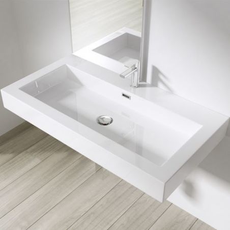 Lavoar EGO 18, Alb, lucios, montaj suspendat sau incastrat, dimensiuni: 60, 73, 90 sau 100 cm, compozit marmura Lavoar EGO 18, Alb, lucios, montaj suspendat sau incastrat, dimensiuni: 60, 73, 90 sau 100 cm, compozit marmura