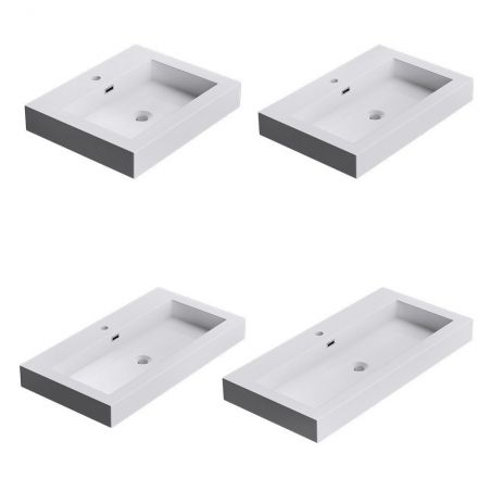 Lavoar 18, Alb, lucios, montaj suspendat sau semi-incastrat, dimensiuni: 60, 73, sau 90 cm, compozit marmura
