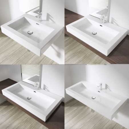 Lavoar 18, Alb, lucios, montaj suspendat sau semi-incastrat, dimensiuni: 60, 73, sau 90 cm, compozit marmura