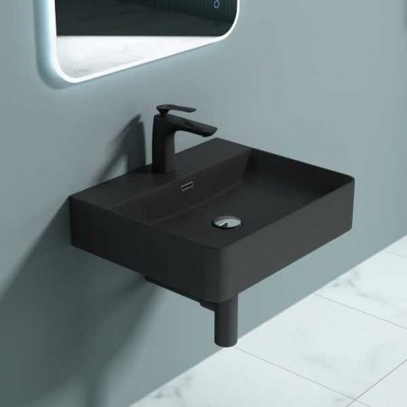 Lavoar Ego 201, Antracit Mat, 42, 50, 60 x 42 cm, montaj pe blat sau suspendat, cu o gaura de baterie, ceramica sanitara