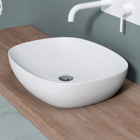 Lavoar Ego 102, Alb Lucios, 37 x 37 si 46.5 x 37 cm , montaj pe blat,ceramica sanitara