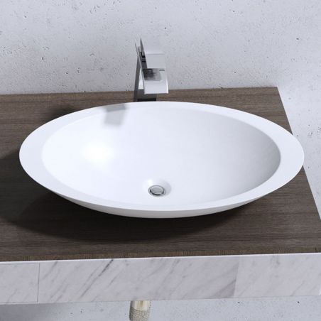 Lavoar EGO 802, Alb, lucios, 59.3x35.1 cm, montaj pe blat, compozit marmura