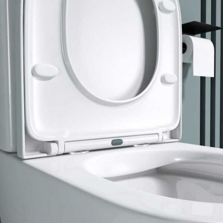 Vas wc Ego-S108T Rimless, rezervor inclus, 60x36 cm, Alb, ceramica sanitara, capac cu inchidere Soft Close