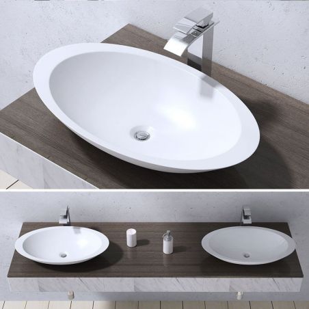 Lavoar EGO 802, Alb, lucios, 59.3x35.1 cm, montaj pe blat, compozit marmura