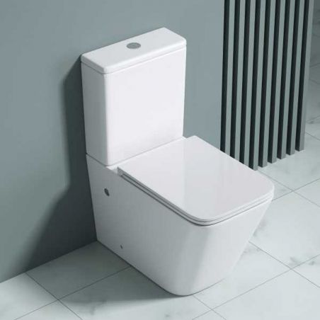 Vas wc Ego-S112T Rimless, rezervor inclus, 63x37 cm, Alb, ceramica sanitara, capac cu inchidere Soft Close