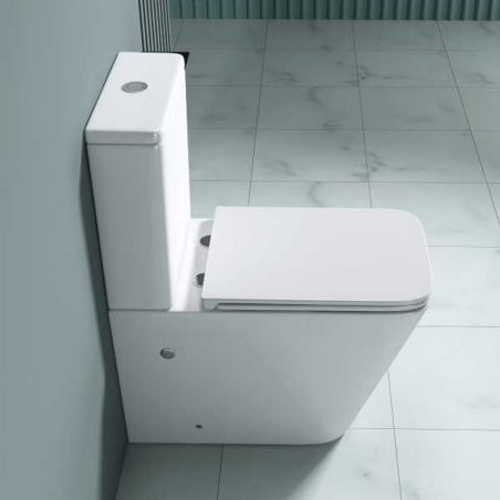 Vas wc Ego-S112T Rimless, rezervor inclus, 63x37 cm, Alb, ceramica sanitara, capac cu inchidere Soft Close