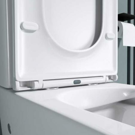Vas wc Ego-S112T Rimless, rezervor inclus, 63x37 cm, Alb, ceramica sanitara, capac cu inchidere Soft Close