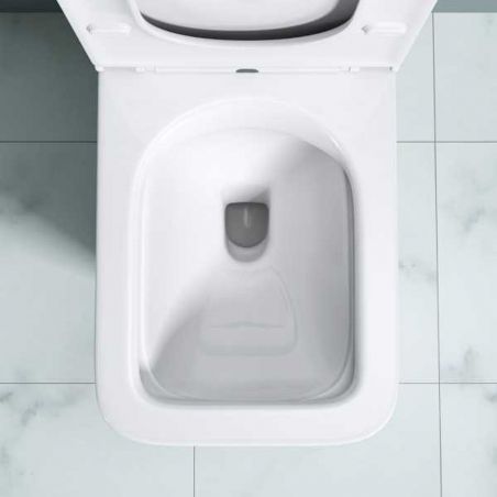 Vas wc Ego-S112T Rimless, rezervor inclus, 63x37 cm, Alb, ceramica sanitara, capac cu inchidere Soft Close