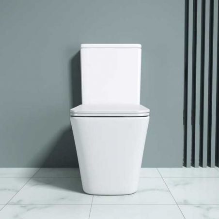 Vas wc Ego-S112T Rimless, rezervor inclus, 63x37 cm, Alb, ceramica sanitara, capac cu inchidere Soft Close