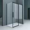 Cabina Ego 12, negru mat, 90 x 100-120 cm, sticla securizata 6mm, perete fix, usa glisanta, Easy Clean