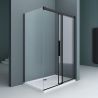 Cabina Ego 12, negru mat, 80, 90, 100 x 100, 120, 140 cm, sticla securizata 6 mm, perete fix, usa glisanta, Easy Clean