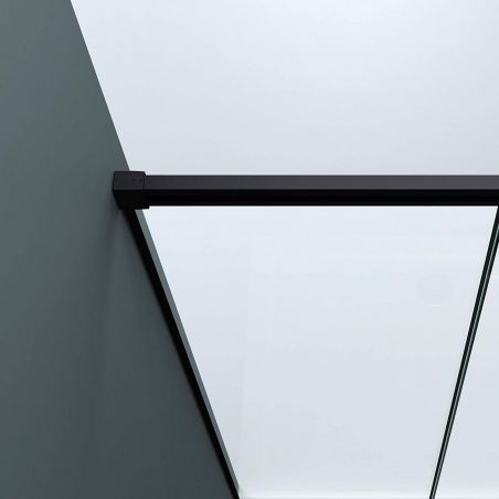 Cabina Ego 12, negru mat, 80-100 x 100-150 cm, sticla securizata 6mm, perete fix, usa glisanta, cu sau fara cadita, Easy Clean