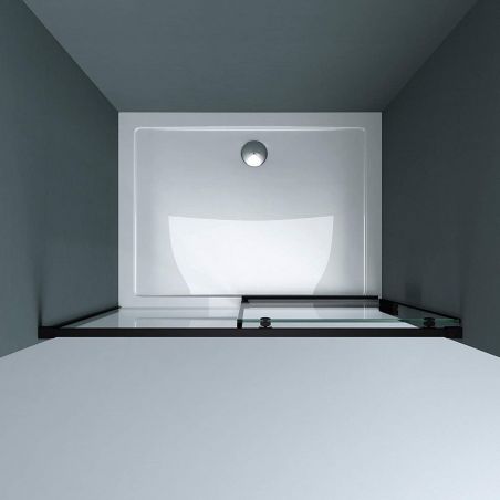 Usa dus Ego 12, negru mat, 100-150 x 195 cm, Glisanta, sticla securizata 6 mm, Nano Easy Clean