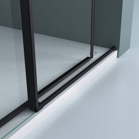 Usa dus Ego 12, negru mat, 100-120-140 x 195 cm, Glisanta, sticla securizata 6 mm, Nano Easy Clean