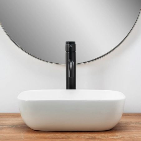 Lavoar REA Belinda Mini, Alb, 36x25 cm, montaj pe blat, ceramica sanitara