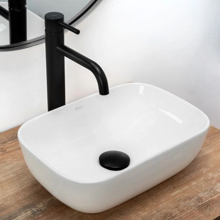 Lavoar REA Belinda Mini, Alb, 36x25 cm, montaj pe blat, ceramica sanitara