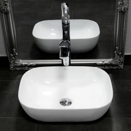 Lavoar REA Belinda Mini, Alb, 36x25 cm, montaj pe blat, ceramica sanitara