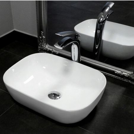 Lavoar REA Belinda Mini, Alb, 36x25 cm, montaj pe blat, ceramica sanitara
