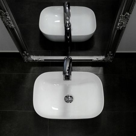 Lavoar REA Belinda Mini, Alb, 36x25 cm, montaj pe blat, ceramica sanitara