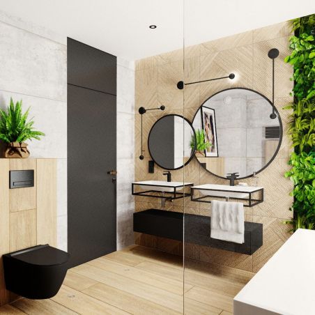 Oglinda rotunda, cadru negru, dimensiuni intre 60-90 cm, Ego-Ventura