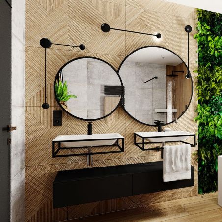 Oglinda rotunda, cadru negru, dimensiuni intre 60-90 cm, Ego-Ventura