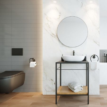 Oglinda rotunda, cadru negru, dimensiuni intre 60-90 cm, Ego-Ventura