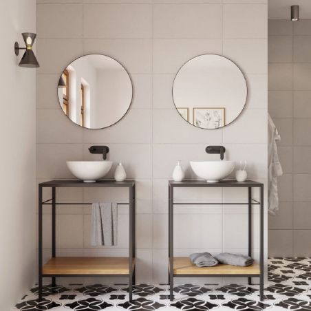 Oglinda rotunda, cadru negru, dimensiuni intre 60-90 cm, Ego-Ventura