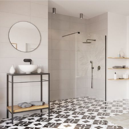 Oglinda rotunda, cadru negru, dimensiuni intre 60-90 cm, Ego-Ventura